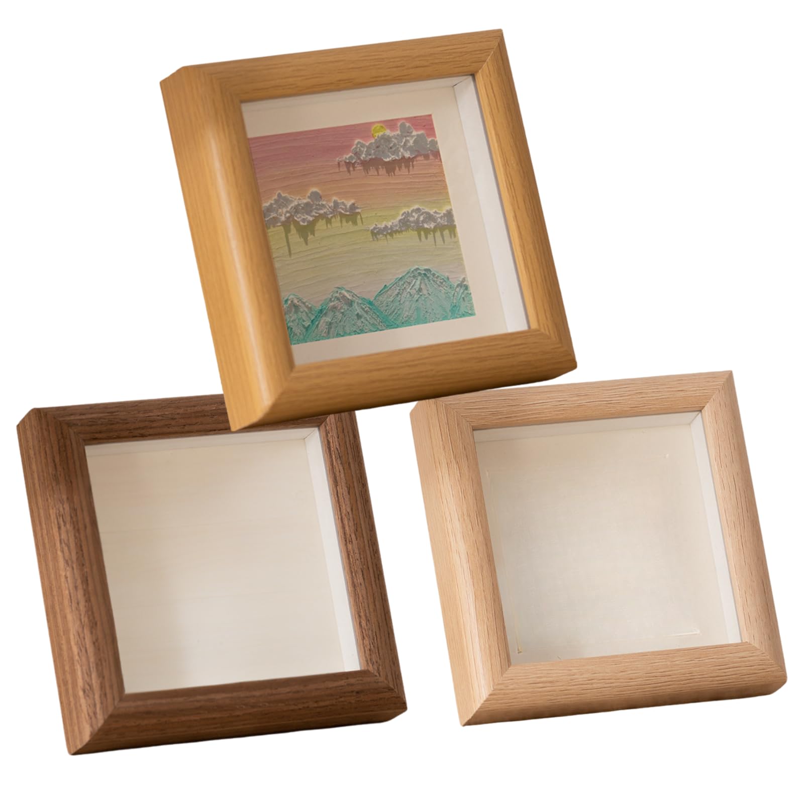 

Akaaka Wooden Photo Frame, Instax Size, Square Stand, Gift (Wood, Natural, Brown, 3-Color Set)