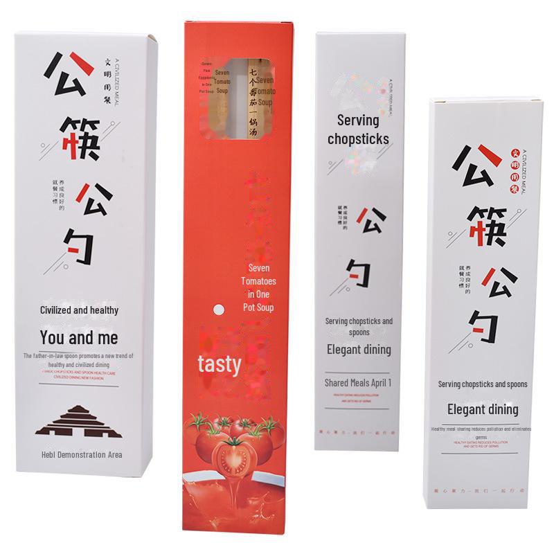Gift Box: Natural Chicken Wing Wood Chopsticks & Spoon Set (Unpainted & Wax-Free)