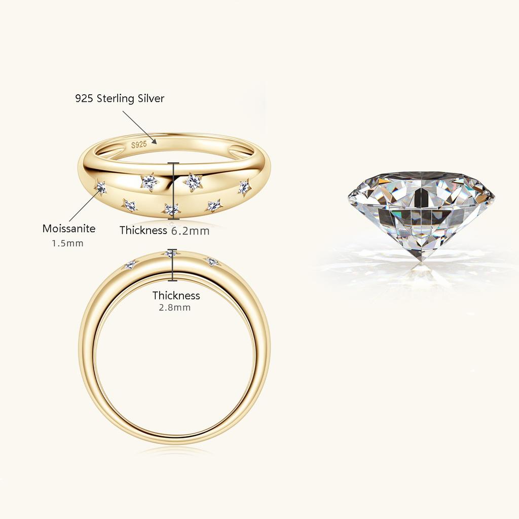 Nabest Design VVS1 D Color 3EX Moissanite Diamond Women Rings 925 Silver Chunky Ring Wedding Bride Gold Plated Jewelry