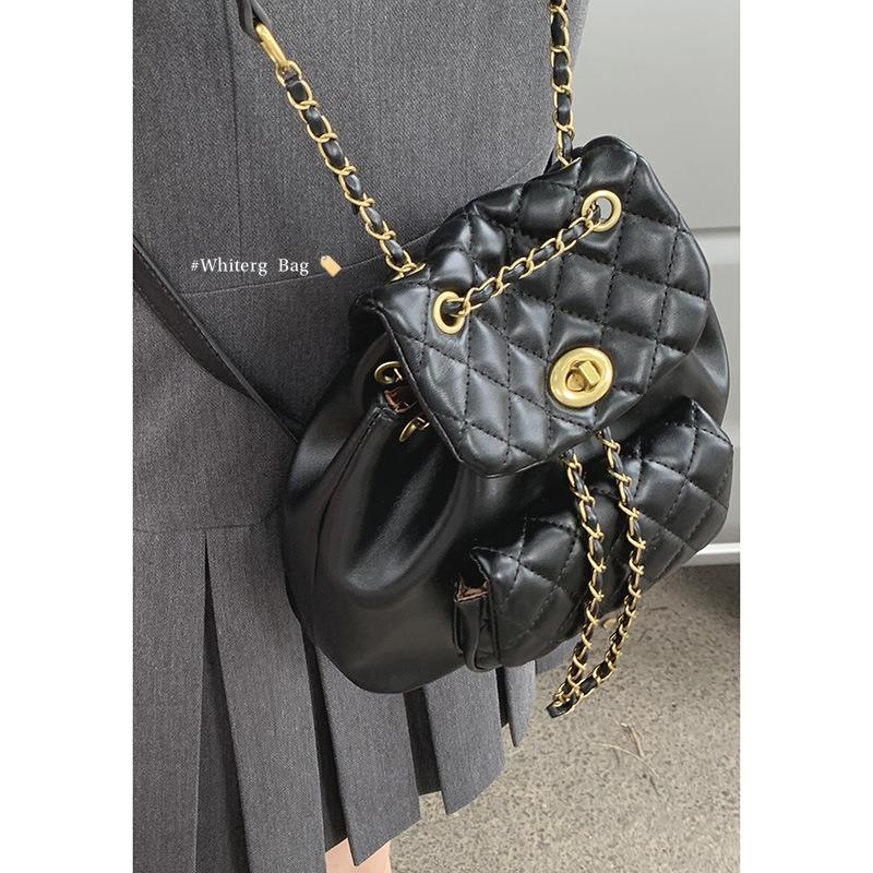 Xiaoxiangfeng Diamond-shaped Backpack, Fashionable Chain Bucket Bag, Versatile Single-shoulder Backpack