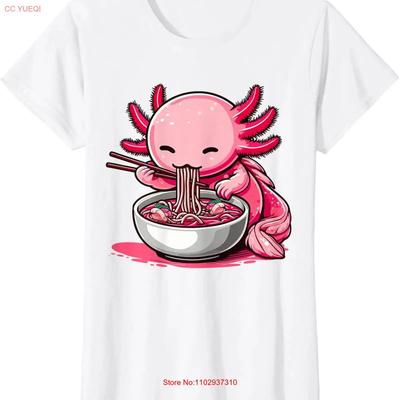 Funny Axolotl S Anime Kawaii Eating Raunisex Cute Ladies Crewneck T Shirt Vintage Stylish Streetwear Unisex Comfortable