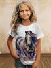 Children's Clothing Girl Clothes Short Sleeve Boys T-Shirt Casual Vintage Horse Print Kids Summer Clothes Girl Tops O-Neck Tee