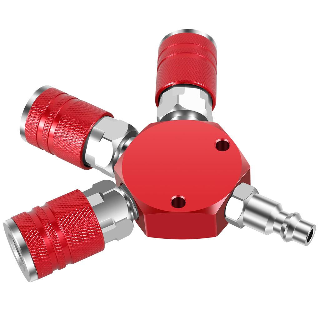 3 Way Quick Connector Air Compressor Manifold 1/4inch Hose Fitting Max 300psi Coupler Manifold Multi Splitter