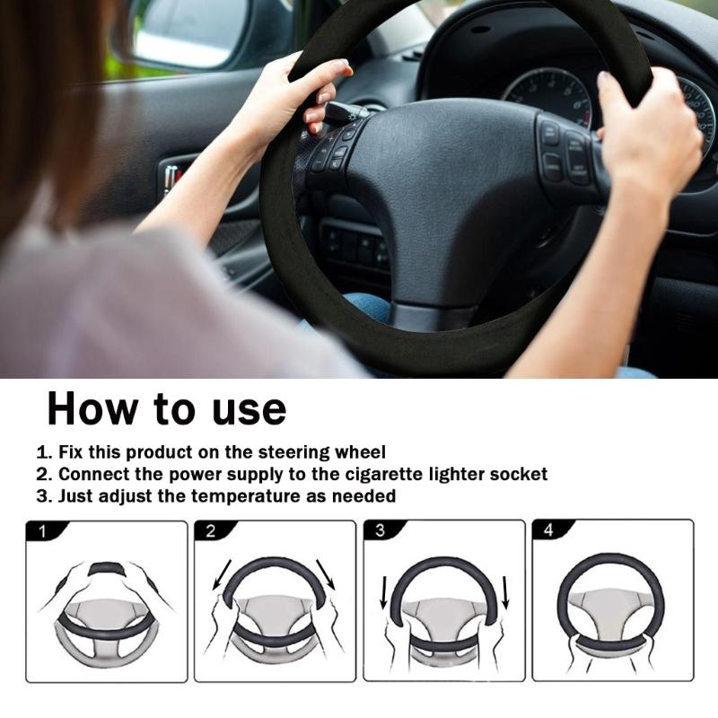 User Friendly Car Heating Steering Wheel Cover Modifiable Temperature for Car
