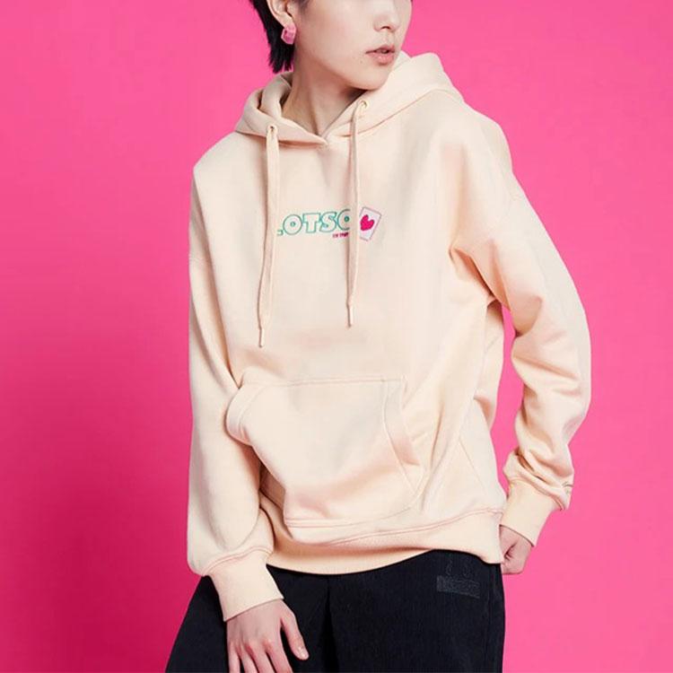 Li Ning X Disney Toy Story Collaboration Strawberry Bear Series Cartoon Pattern Fleece Pullover Hoodie Women hoodies Amber-Apricot AWDR756-2