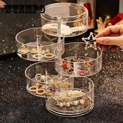 Jewelry Storage Box Multi-layer Rotating Earrings Hairpins Headwear Storage Box Simple Exquisite Jewelry Box