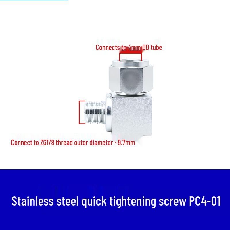 304 Stainless Steel Pneumatic Quick Connect Fitting for Air Hose and PTFE Tube, PC8-02.