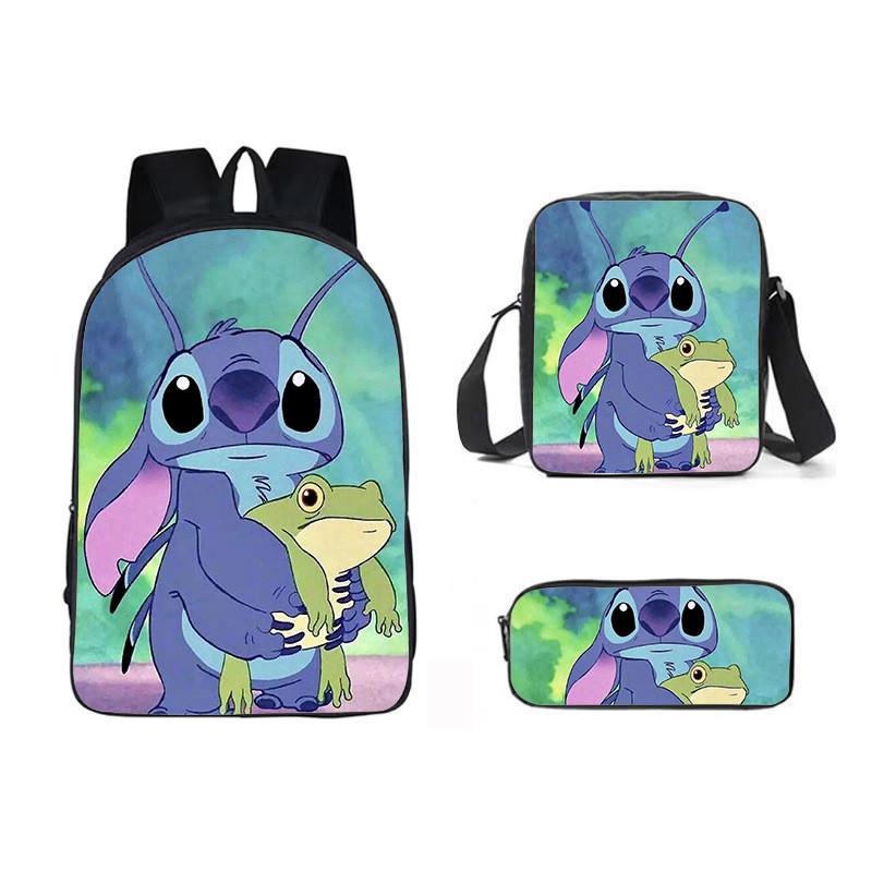 Stitch Cartoon Backpack For Kids Oxford Fabric Waterproof School Bag With Breathable Straps