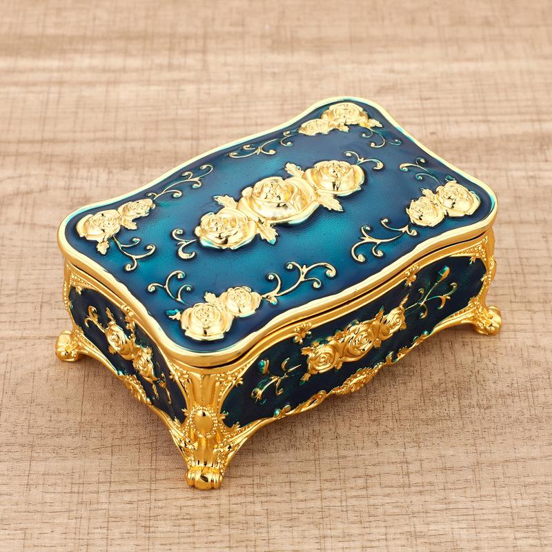European Style China Zinc Alloy Jewelry Box for Ring Necklace Earrings Storage Wedding Dressing Table
