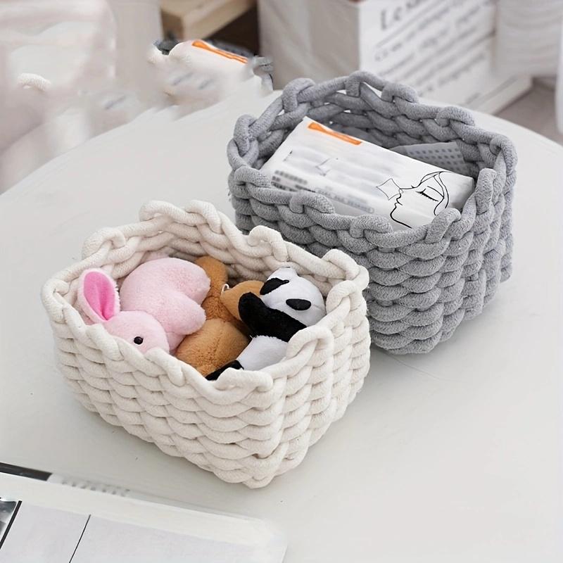 20*15*12cm 1 Stück dicke Baumwollseil geflochtener Kosmetik-Aufbewahrungskorb, Gute Qualität Aufräumen von Schreibtisch-Unordnung Handgefertigter gewebter Aufbewahrungskorb.