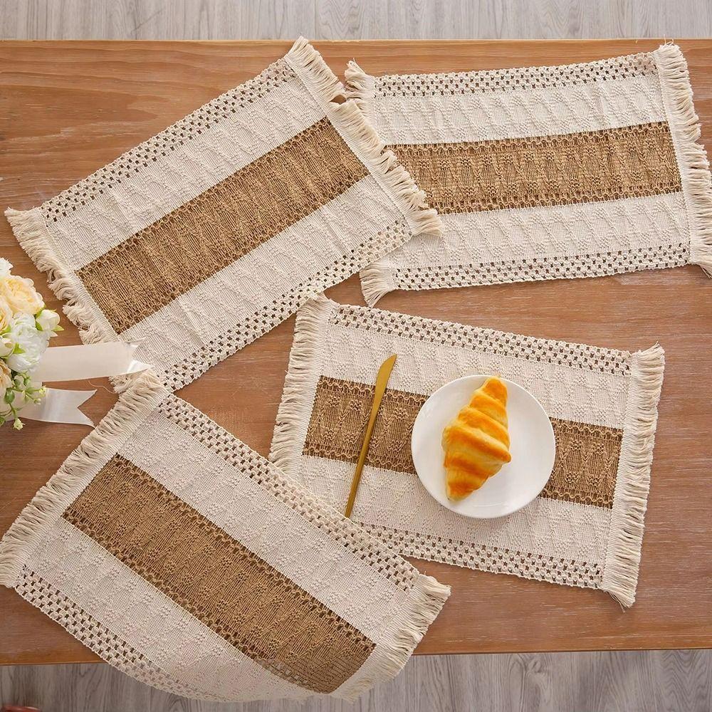 1 Stück Natürliche Baumwolle Leinen Jute Platzset 30x50cm Tischset für Zuhause Essen Hochzeitstafel