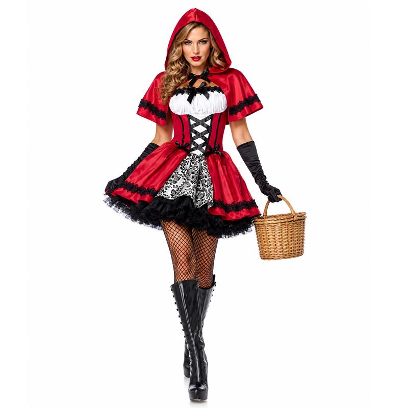 Halloween Cosplay Little Red Riding Hood Costume Castle Queen Costume Gothic Style Short Skirt with Hooded Shawl Maid Costume