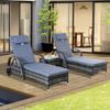 Garden Furniture Set, 3-Piece, Sun Lounger and Table, Polyrattan and Metal, Grey