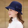 Solid Color Wide Brim Round Dome Sunscreen Windproof Woolen Hat Women Autumn Winter Elegant Bowknot Decor Felt Fedora Hat Daily Wear