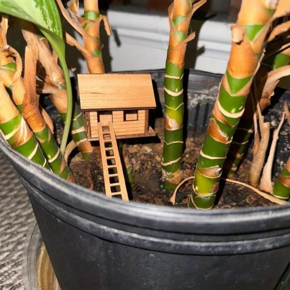 1 Stück Pflanze Mini Baumhaus Pflanzung Mini Baumhaus Holzhandwerk Blumentopf Zubehör Geeignet für Geschenke für Freunde, Familie und Paare