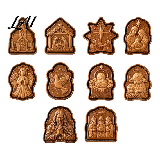 Mini Macchine per Torte Stampo di Natale Fede Festiva Ispirato Pressa per Impasto e Stampini per Biscotti Pasticceria Taglierino Timbro Religioso per Cottura Stagionale Dolci Festivi
