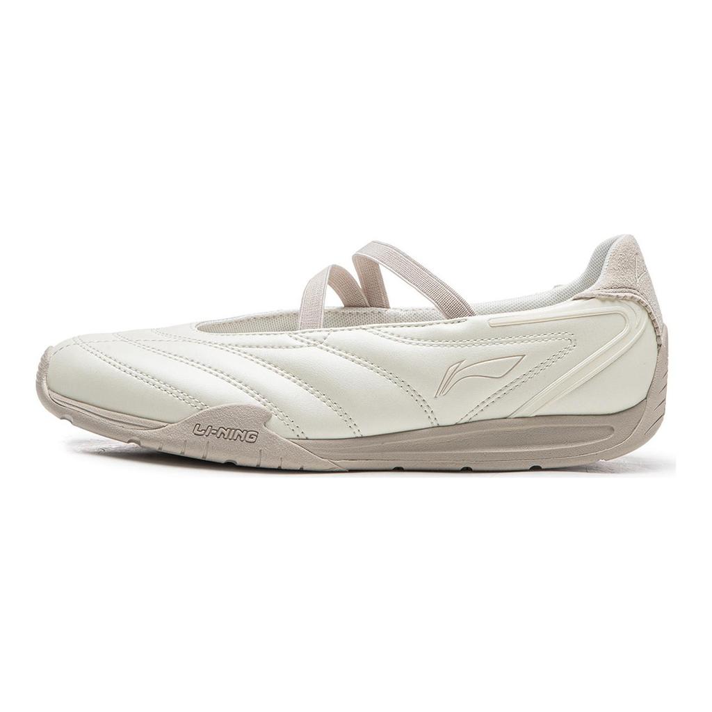 Li Ning Film Ballet Slip Resistant, Abrasion Resistant, Lightweight Low top Casual Shoes Women's Ecru AGLW072-2