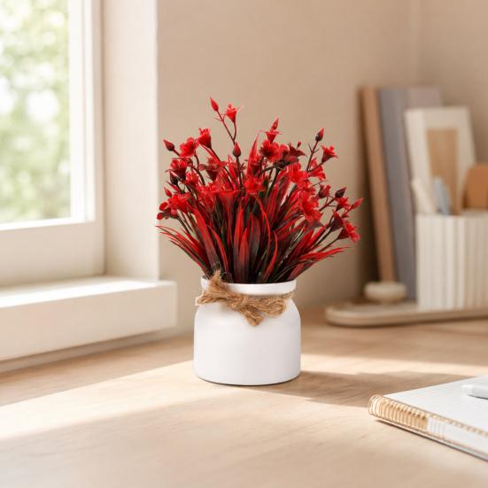 Mini Simulated Potted Plant, Maintenance-Free Desktop Decor, Rustic Style Mini Flower Pots, for Office Bathroom Bookshelf Spaces