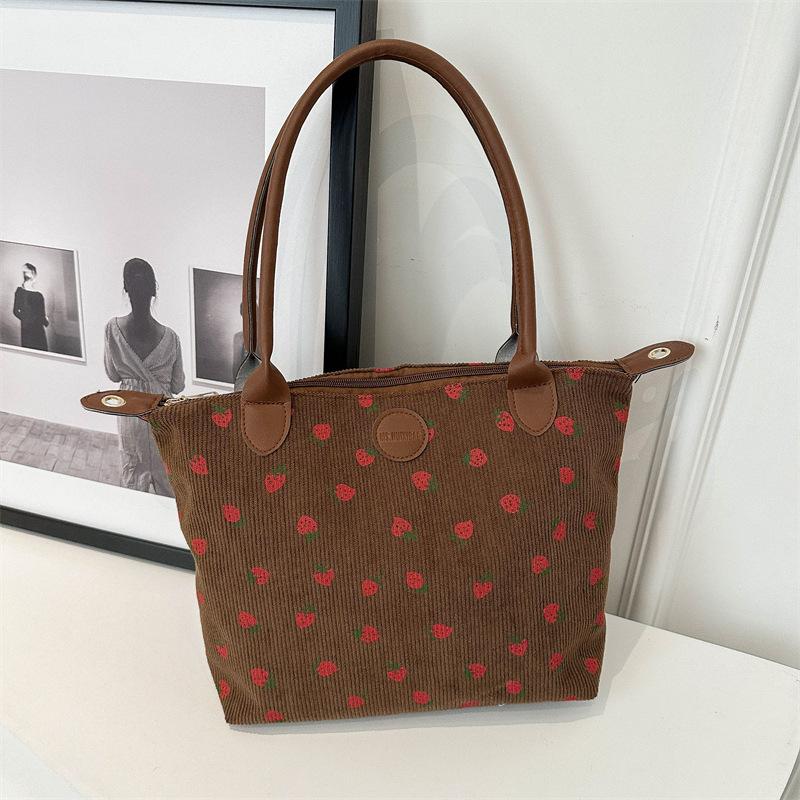 

Large capacity bag 2025 new women s bag corduroy underarm versatile single shoulder commuter tote bag fashion handbag коричневый