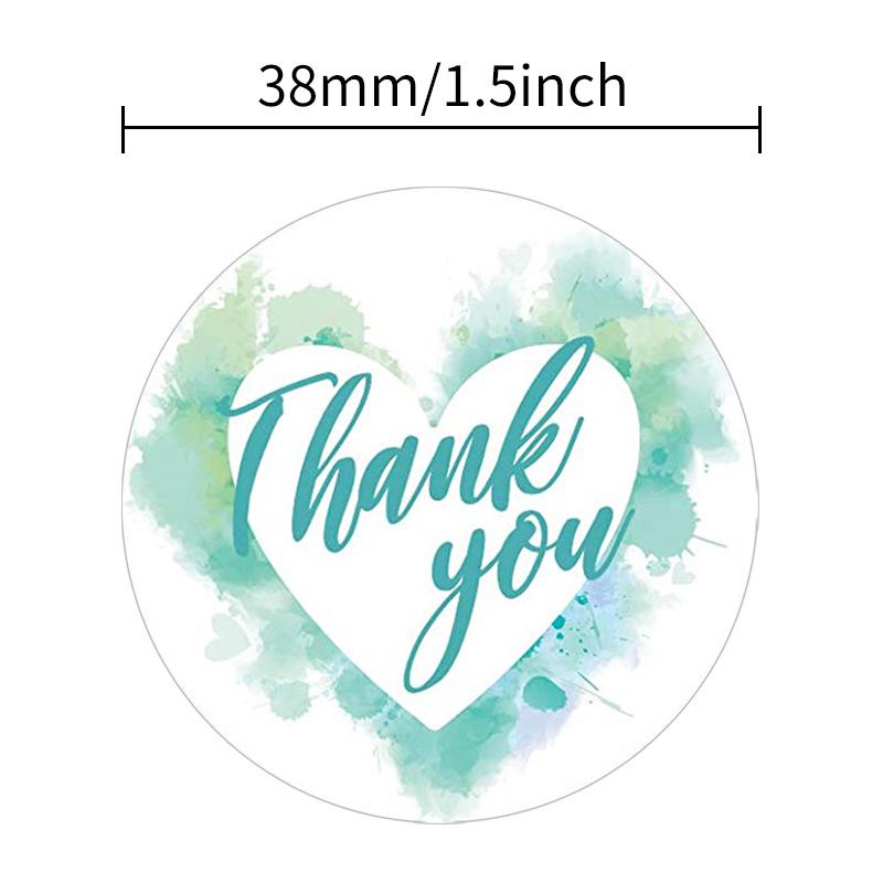 500-Roll 3.8cm Floral Thank You Stickers: Round Adhesive Labels for Gift Wrapping & Sealing