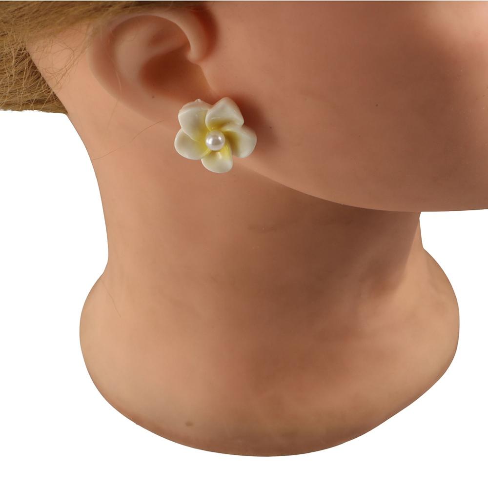 Hawaiian Plumeria Flower Earrings Korean Style Pearl Earrings Studs  Hipster