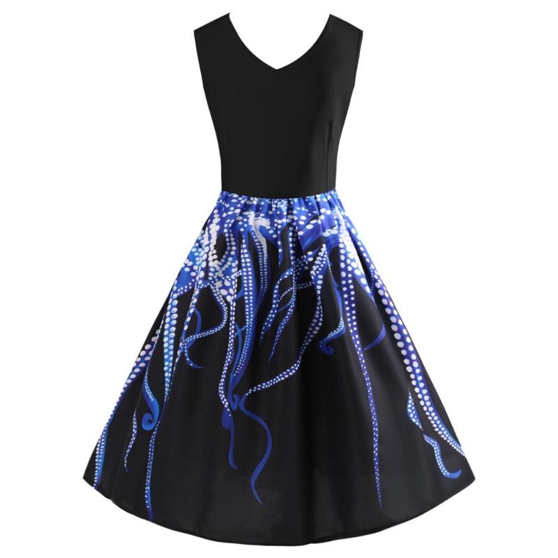 Hot Sale V-Neck Vest Positioning Printing Contrast Color Swing Skirt