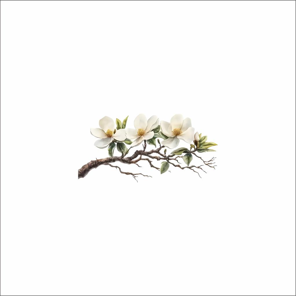 Magnolia Branch Wall Sticker Nordic Fresh Flower Self Adhesive Living Room Bedroom Decor