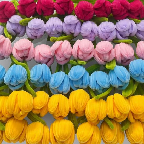 Twisting Stick Tulip Wool Flowers Never Wither Floral Arrangement Long-Lasting Keepsake Flower for Home Decor