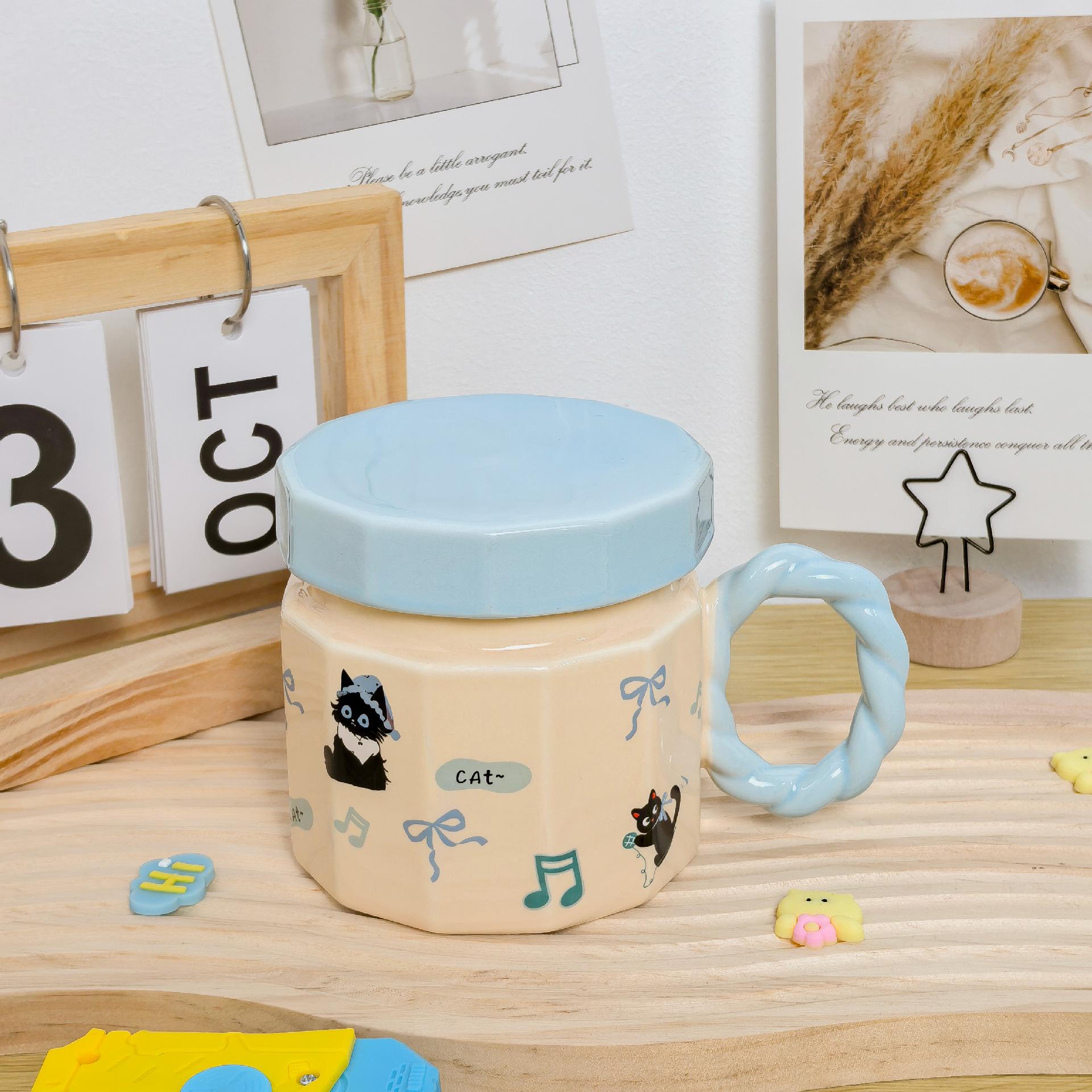 

Creative ceramic mug with lid household cat high value water cup girls birthday gift coffee cup 301-400ml