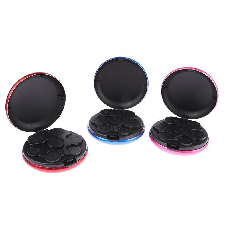 Round Usd/Euro Coin Dispenser Storage Coins Purse Wallet Holders Storage Box