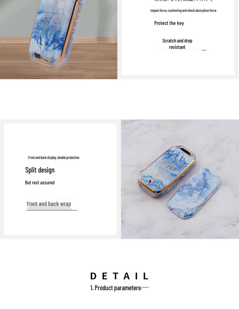 Gold-Inlaid Jade Key Case for Kia 22 Models: Anti-Drop, Stylish for Men & Women