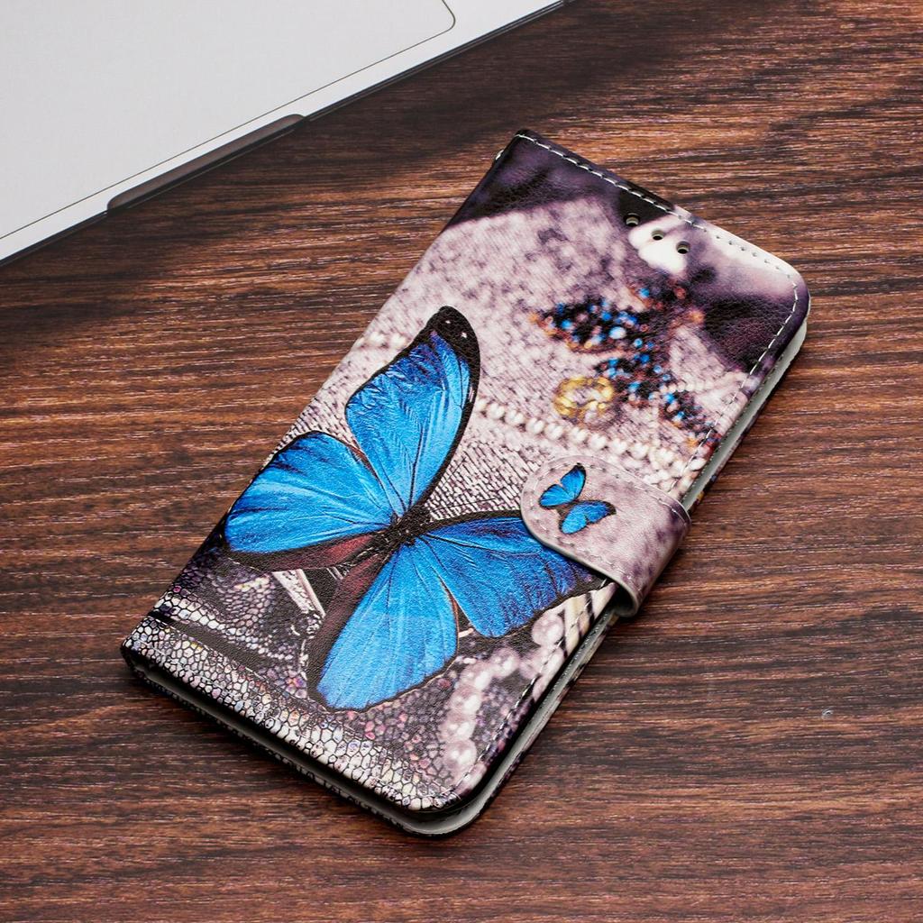 Custodia Portafoglio In Pelle PU Per Huawei P Smart 2019 E Honor 10 Lite - Farfalla Argentata, Con Supporto