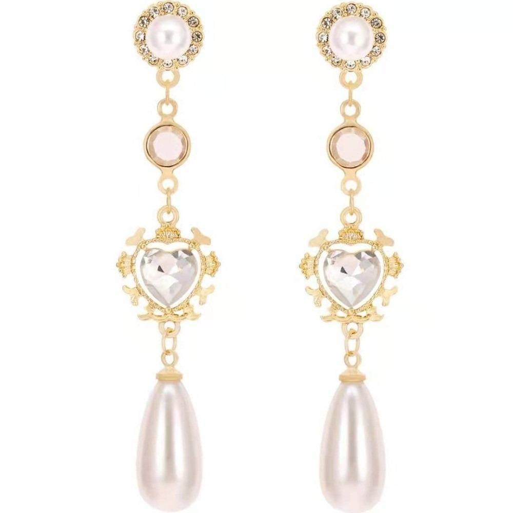 Zinc Zinc Alloy Pearl Drop Earrings Vintage Dangle Earrings Elegant Teardrop Earrings Dating