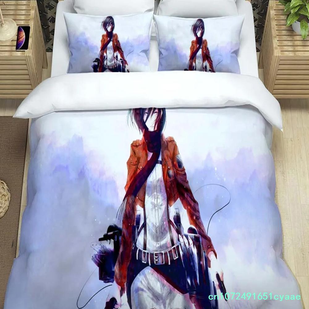 Attack On Titan Printed Polyester Bedding Bedding Set Quilt Cover Pillowcase Soft And Comfortable Customizable