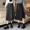 Women's High Waist Woolen A-Line Skirt - Autumn/Winter 2025 Collection, Versatile Mid-Length Irregular Slimming Design
