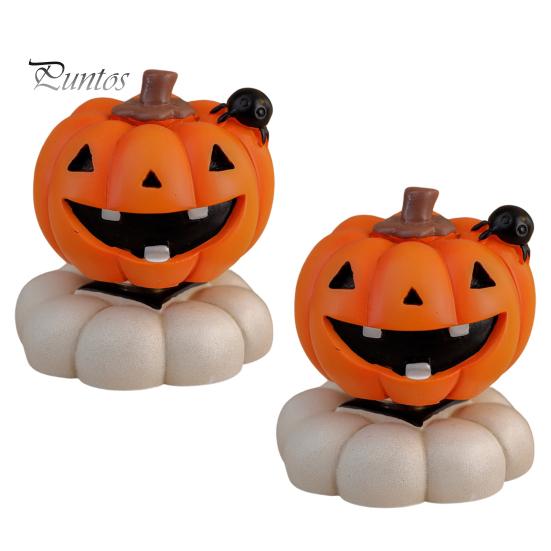 Desktop Halloween Decorations 2Pcs Rotating Tombstone/Pumpkin/Ghost/Skull Figurine, Funny Toy, 360 Resin Pumpkin Figurines Degree Swivel Ornaments for