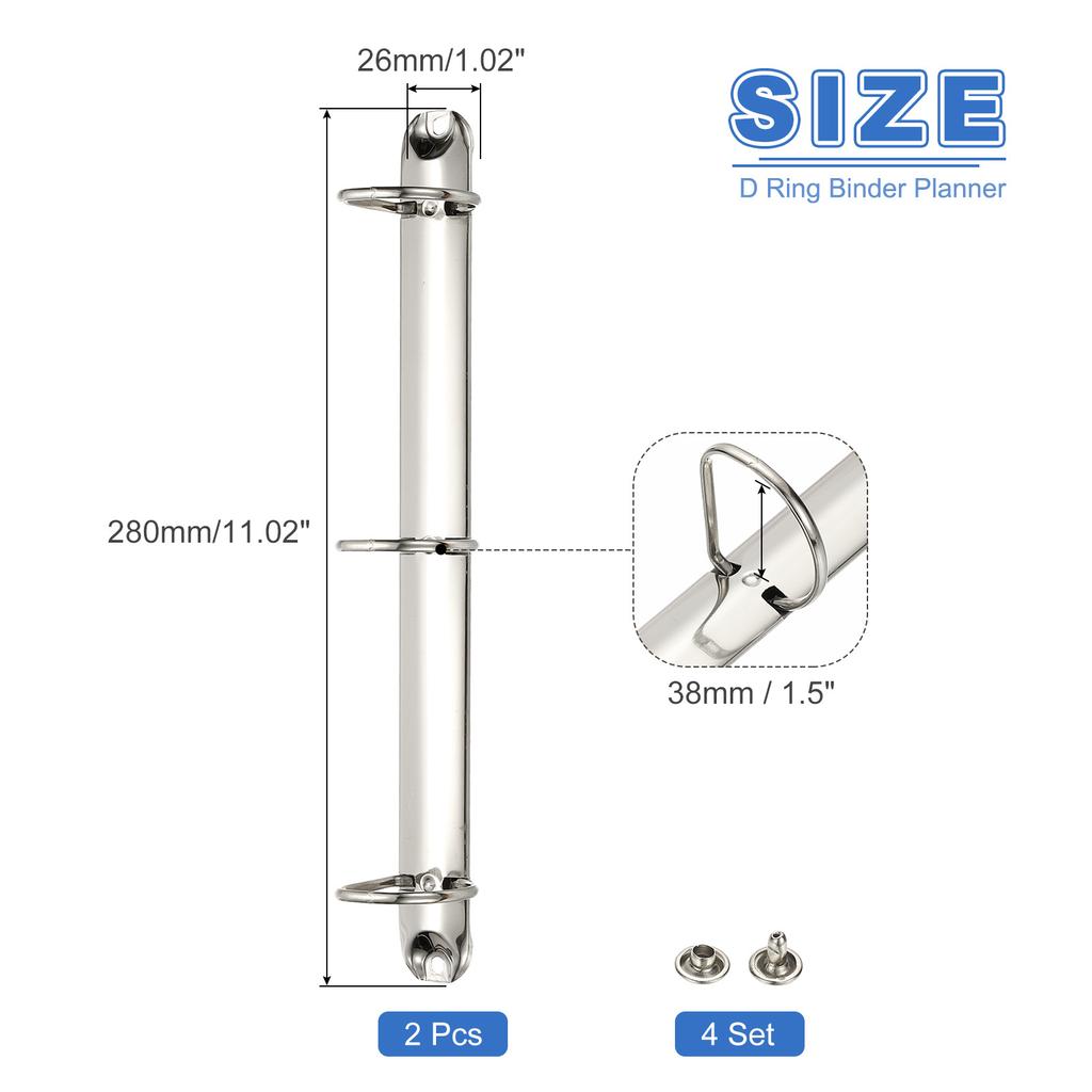 2/4Set A4 3Hole Ring Binder Mechanisms D Ring Replacement Binder Planner Loose Leaf Binding Spines for Organizers DIY Fill Paper