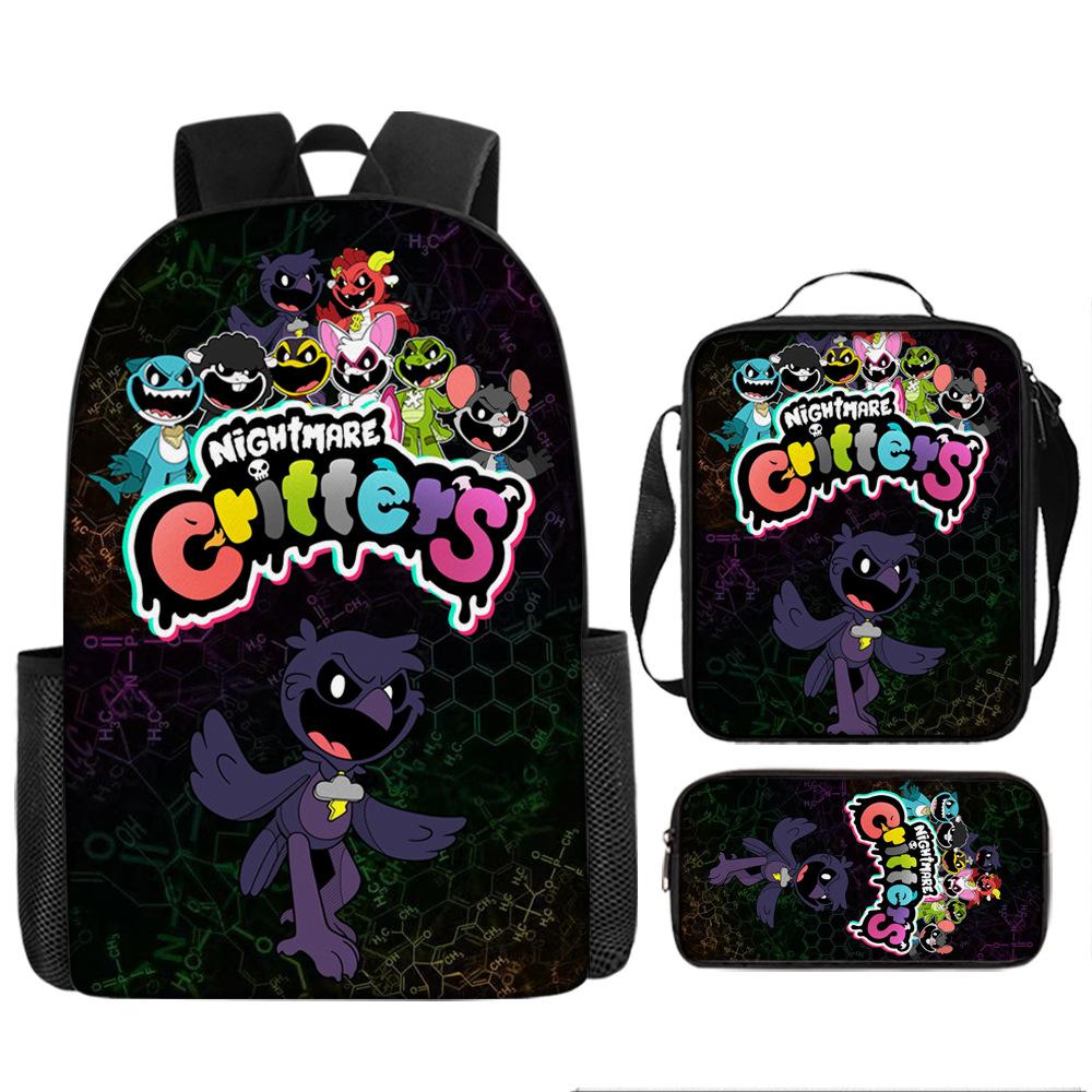 Poppy's Playtime 4 Elementary School Bag Nightmare Critters Large Capacity Backpack 3-piece Set