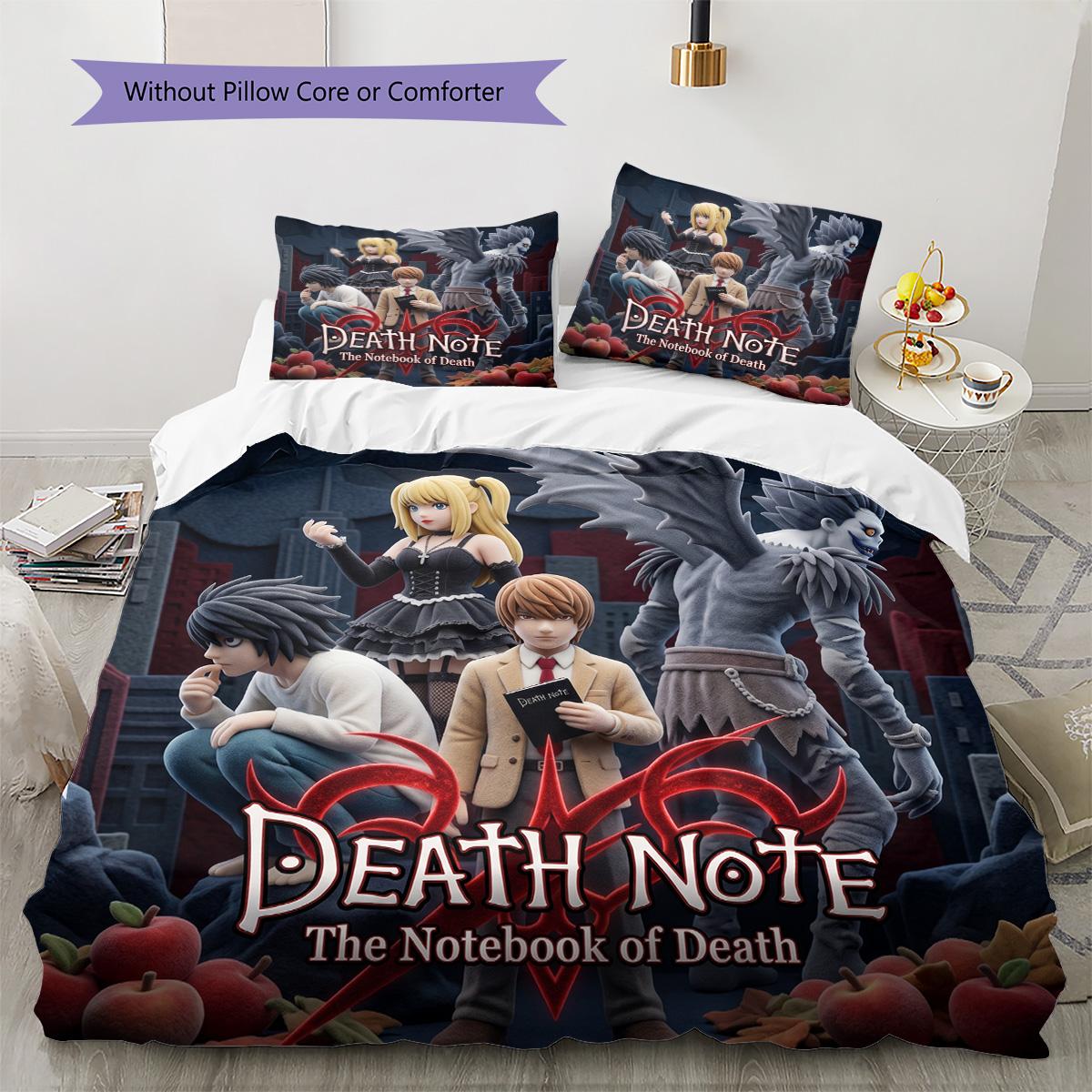 

Death Note Anime Style Bedroom Bedding Patterned Pillowcase & Duvet Cover Set Decor Perfect Gift for Anime Fans YUN6518 135x200cm