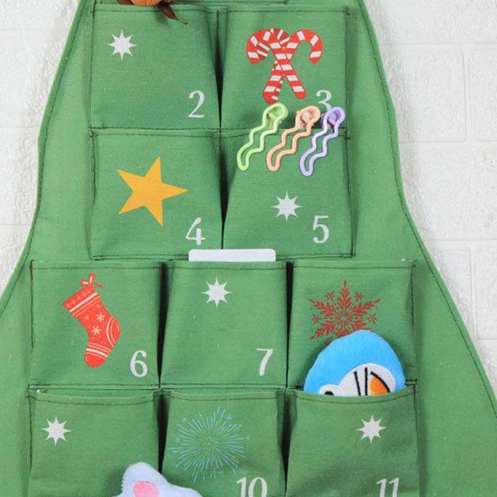 Fabric Advent With Pockets 24 Days Christmas Tree Shape Storage Bag Cloth Advent Countdown Calendar For Home Decorators