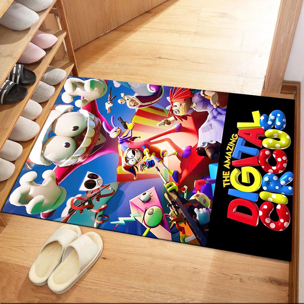 Digital Circus Floor Rug Office Rug Suitable for Playrooms Study room Outdoor Living Rooms Anti-slip Rug Anime Office Decor