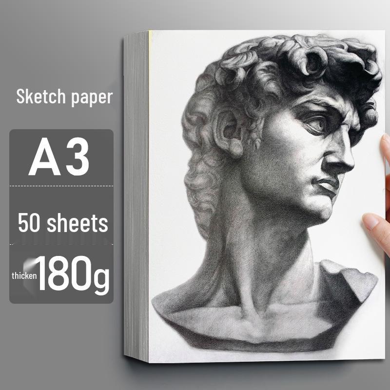 4K Thickened White Sketch Paper for Art Students - Suitable for Pencil, Watercolor, and Gouache Drawing