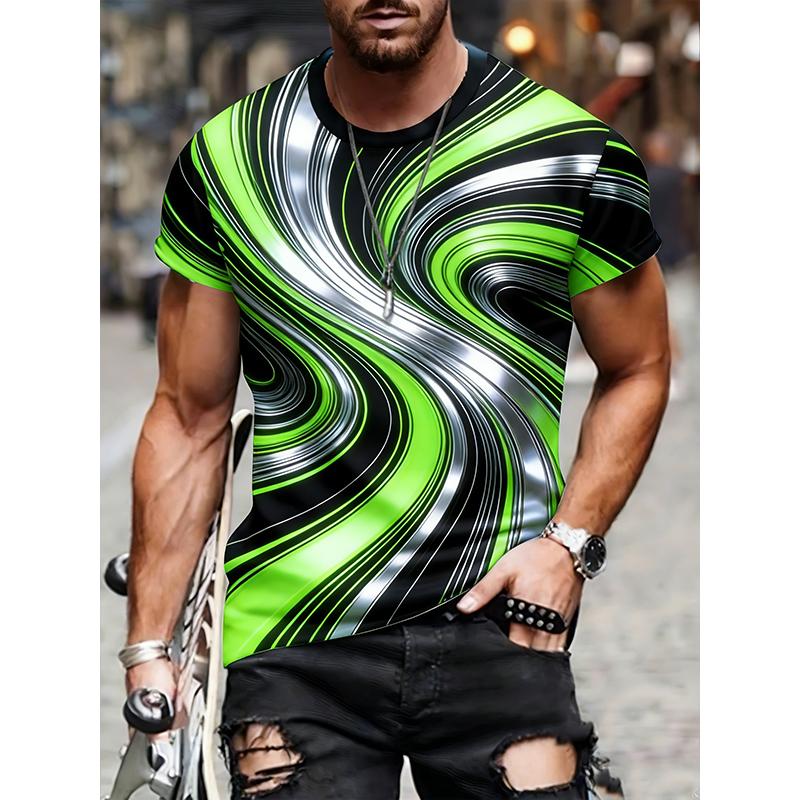 Мужская футболка с круглым вырезом коротким рукавом модная с 3D цифровой печатью верх для улицы пуловер уличная одежда спортивная одежда 3XL 990₽