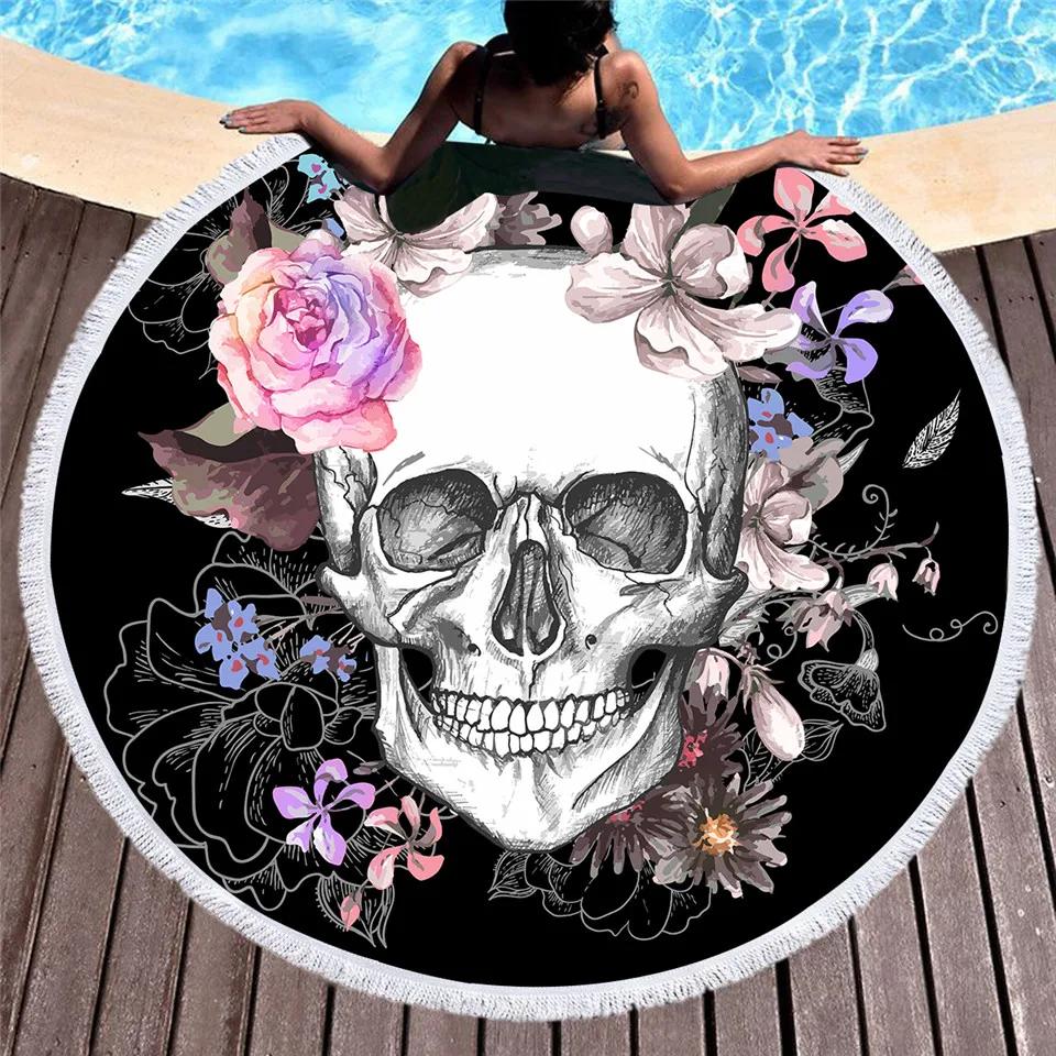 Swimming Towels Outdoor Beach Tassel Towel Yoga Blanket 3D Print Round Wall Tapestry Beach Cover Up Bath Shawl Thick Camping Mat
