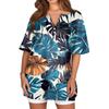 Women's T Shirt Print Button Short Sleeve Daily Weekend Fashion Basic V- Neck Regular Top