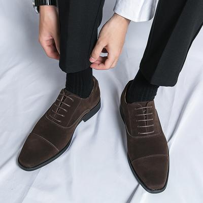 Hochwertige Business-Formalschuhe Herrenschuhe aus echtem Leder Schleif-Arenaceous Herren Spitz Wildleder Oxfords Freizeitschuhe