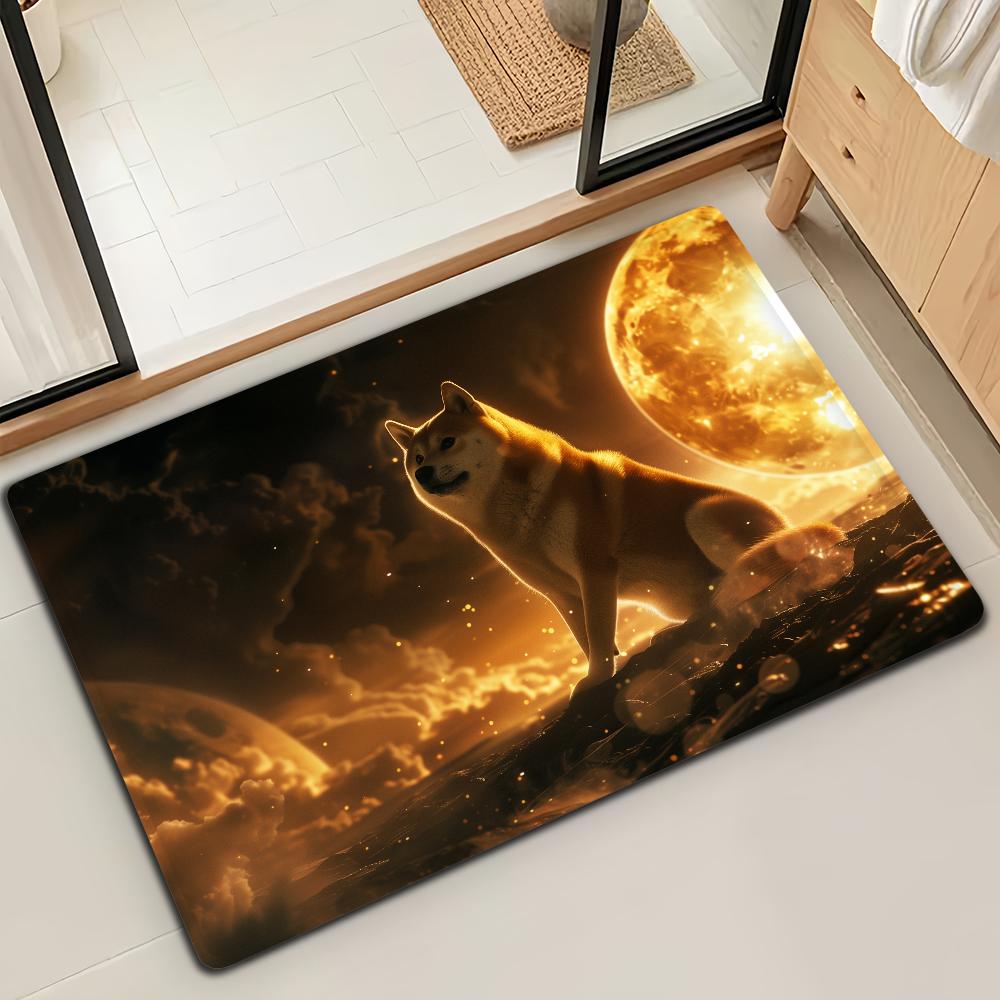 Doge funny Emoticon S-Shiba M-Meme Microfiber Decorative Versatile Flannel Floor Bath Door Mat Quick Dry Absorbent Non-slip Sole