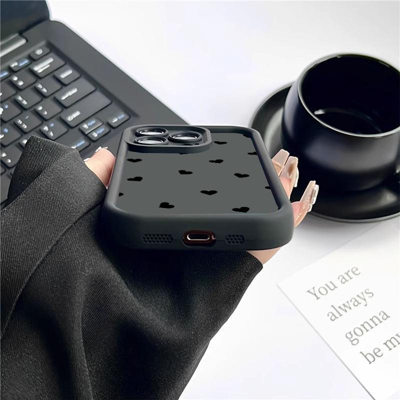 Czarny Miękki Matowy Etui z Serduszkiem Miłości Dla Xiaomi Redmi Note 14 13 12 11 Pro Plus 5G 12S 11S 10S 10 Pro Redmi 13C 12C 14C 4G Pokrowiec
