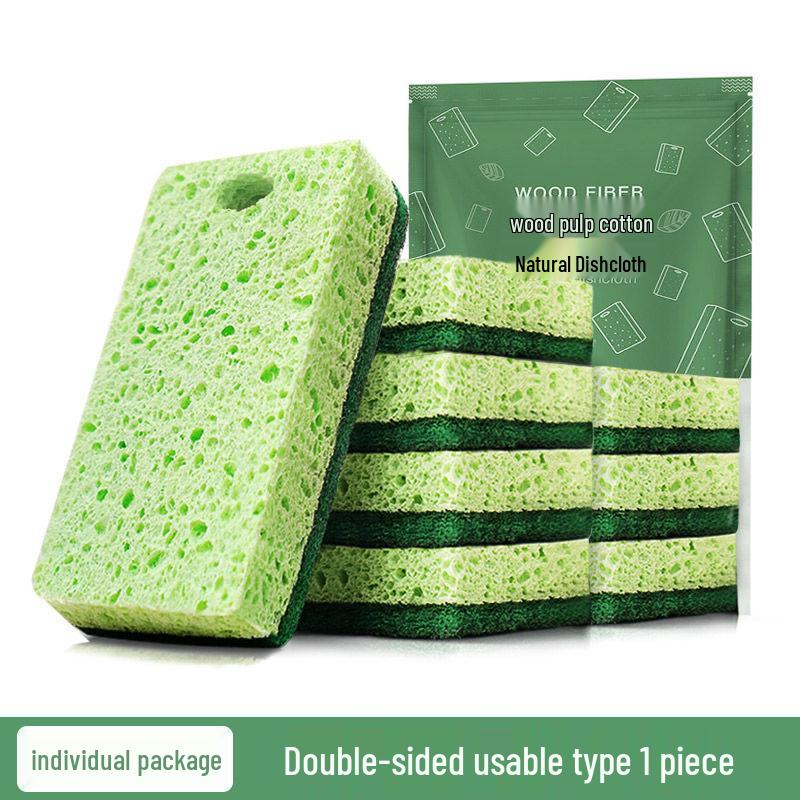 Eco-Friendly Wood Pulp Cotton Kitchen Sponges - Non-Stick Oil Scouring Pads and Cleaning Cloths