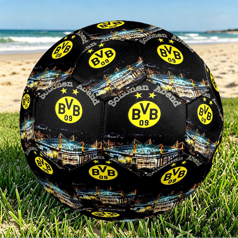 Borussia Dortmund Print Size 5 Soccer Ball, PU Wear Resistant Football for Match Training and Daily Practice, Birthday Gift for Soccer Fans